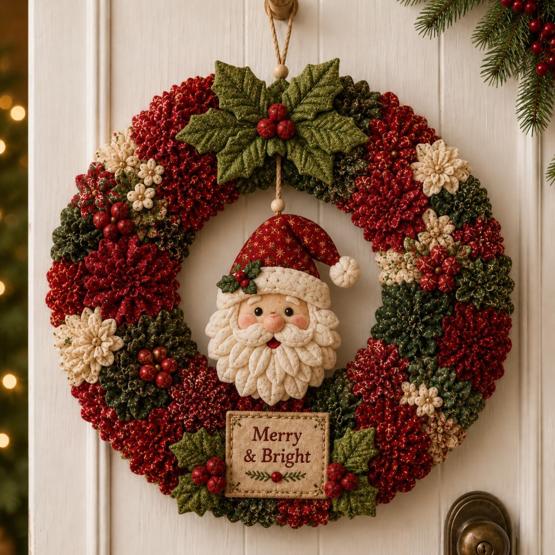 DIY 3D Christmas Fabric Poke Art Wreath Decoration Kit