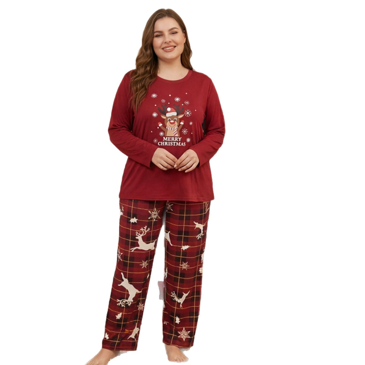 Cartoon Elk Christmas Pajama Set