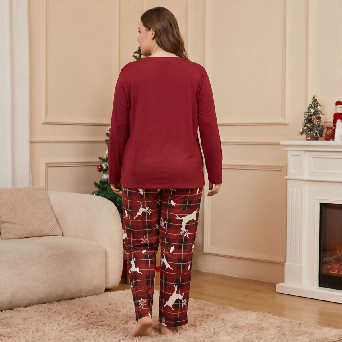 Cartoon Elk Christmas Pajama Set