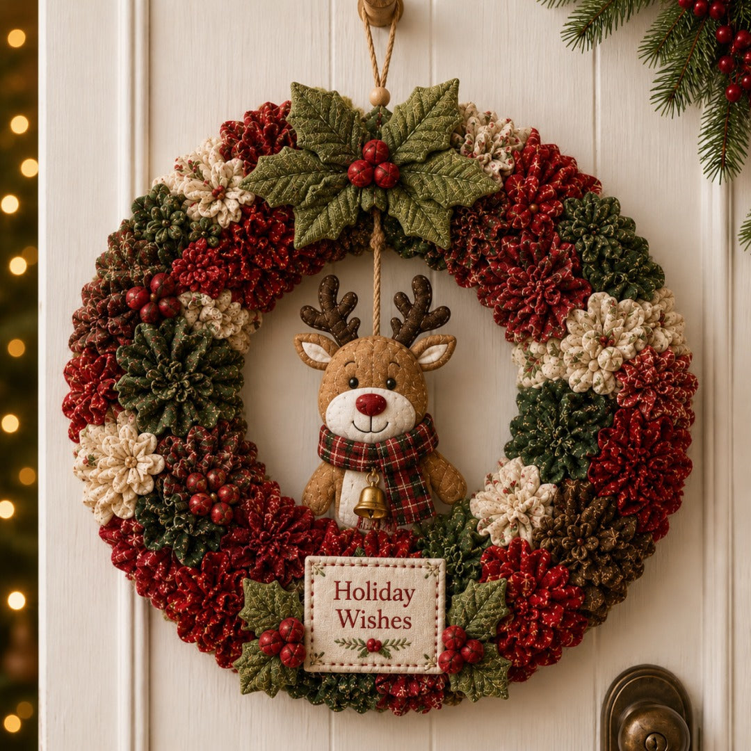 DIY 3D Christmas Fabric Poke Art Wreath Decoration Kit
